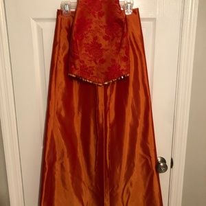 Retro orange 2 piece dress